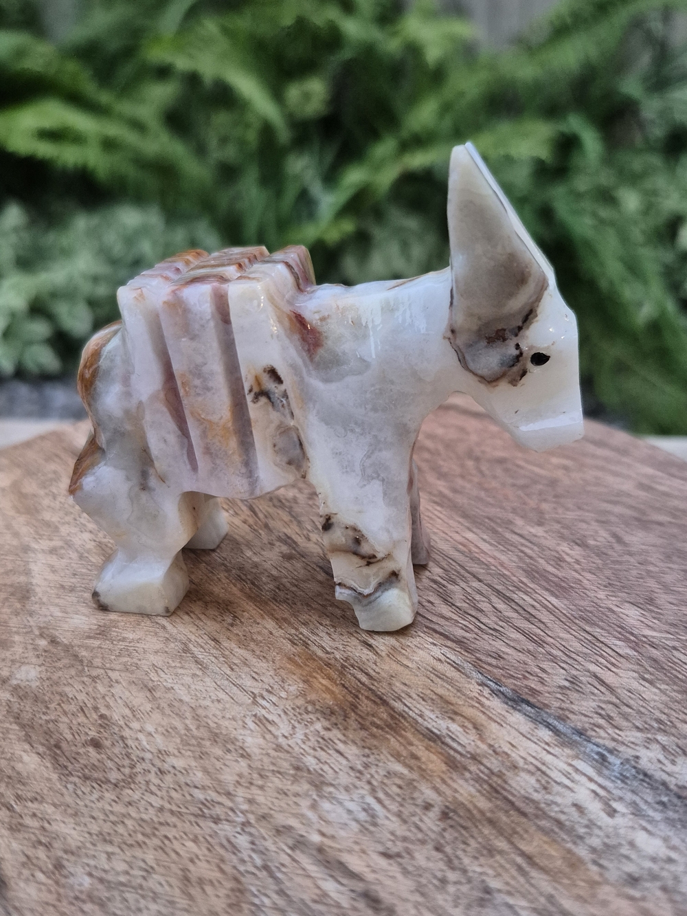 Vintage Hand Carved Onyx Marble Donkey Burro Figurine MCM